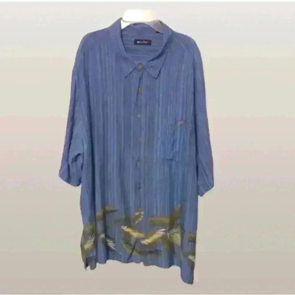 Puritan Vintage Mens Casual Button Down Hawaiian Striped Palm Leaf Shirt Sz 3XL - Picture 1 of 12